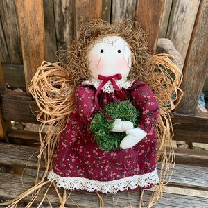 Handmade Christmas Angel holding reef tree topper. EUC smoke free home